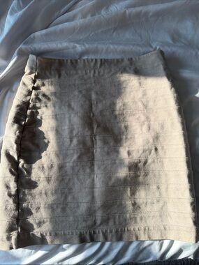 Express Neutral Beige Band-Texture Pencil Skirt